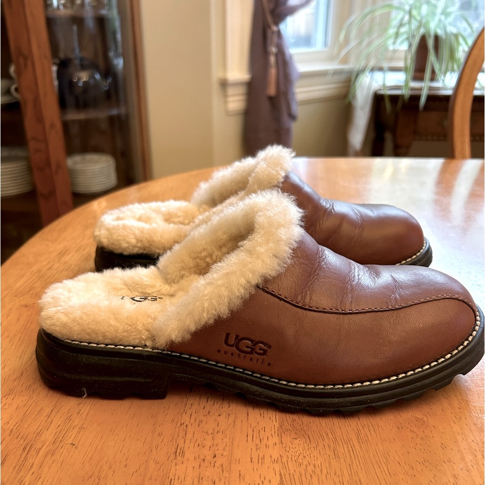 Ugg Leather Slip-On Clogs